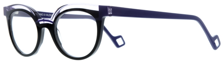 Lunettes de vue pour femme en acétate bleue de forme papillon de la marque Anne et Valentin